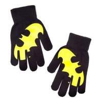 Dc Comics Batman Gloves With Rubber Yellow Logo Black (kg1vugbtm)