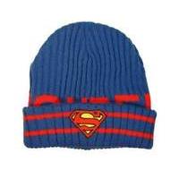 Dc Comics Superman Multi Wear Knit Acrylic Beanie Hat With Classic Logo Blue/red (kc05p2spm)