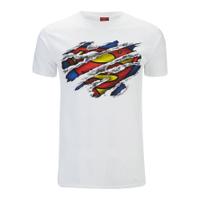 DC Comics Men\'s Superman Torn Logo T-Shirt - White - XL