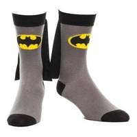 Dc Comics Batman Classic Logo Crew Socks With Superhero Cape Attachment 43/46 Grey/black (cr175680btm-43)