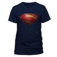 DC COMICS Superman Man of Steel Textured Logo T-Shirt, Unisex, Extra Large, Blue