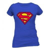 DC COMICS Women\'s Superman Logo Fitted T-Shirt, Medium, Blue