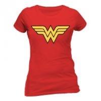 DC COMICS Women\'s Wonder Woman Logo Fitted T-Shirt, Large, Red