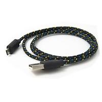 Details about 1m Braided Fabric Micro USB 2.0 Data Charger Cable For Samsung Galaxy Note2 S3/S4 Black