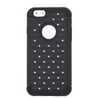 Detachable Dual Layer Silicone & PC Protective Case Cover Bling Crystal Decoration for Apple iPhone 6 Black