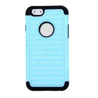 Detachable Dual Layer Silicone & PC Protective Case Cover Bling Crystal Decoration for Apple iPhone 6 Blue