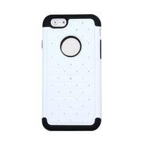 Detachable Dual Layer Silicone & PC Protective Case Cover Bling Crystal Decoration for Apple iPhone 6 White