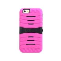 Detachable Dual Layer Silicone & PC Back Case Protective Shell Cover with Stand for iPhone 6 Rose