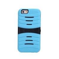 Detachable Dual Layer Silicone & PC Back Case Protective Shell Cover with Stand for iPhone 6 Blue
