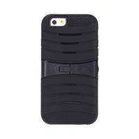 Detachable Dual Layer Silicone & PC Back Case Protective Shell Cover with Stand for iPhone 6 Black