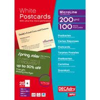 Decadry Postcards A4 Micro-perforated Sheet White (Pack of 100)