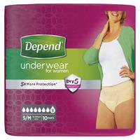 Depend for Women Incontinence Underwear Size S/M 10 Pants