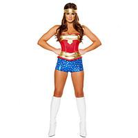 Deluxe Wonder Woman Golden Blue Polyester Women\'s Halloween Party Costume