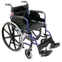 DELUXE SELF PROPELLED STEEL WHEEL CHAIR BLUE