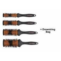 denman head hugger hot curling 4 piece brush set with drawstring bag