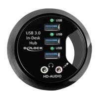 DeLock Desk-Hub 3-Port USB 3.0 + HD-Audio