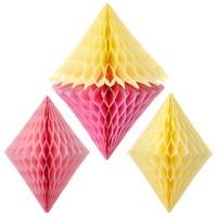 Decadent Decorations Yellow and Pink Diamond Honeycomb