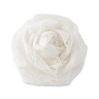 Decorative Rolled Fabric Lace Flowers - Medium - White