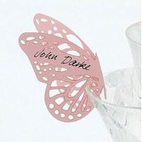 Delicate Lasercut Butterfly Wedding Place Card For Glasses Pack - Ivory