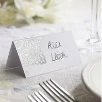 Delicate Lace Place Card Pack - Silver