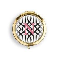 Designer Compact Mirror - Monogram on Trellis Print