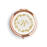 designer compact mirror wreath monogram print