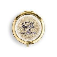 designer compact mirror sparkle shine print