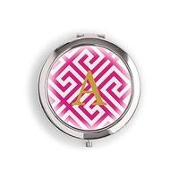 Designer Compact Mirror - Monogram on Greek Key Print