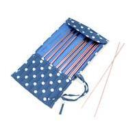 Denim Spot Roll Case with Rose Gold Knitting Needles