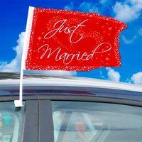 Decoration Car Flag Just Married Red