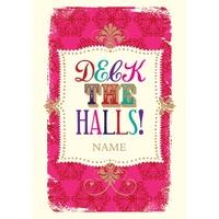 deck the halls personalised christmas card