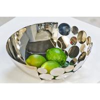 decorative bowl circles food safe in silver shiny