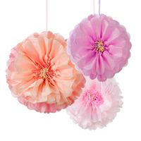 Decadent Decs Flower Pom Poms Blush