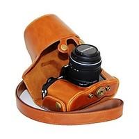 Dengpin Leather Protective Camera Case Oil Skin with Shoulder Strap for Olympus OM-D E-M10 with 14-42mm Lens