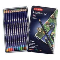 Derwent Inktense Pencils Firm Soluble Quick-drying Assorted Colours (Pack of 12 Pencils)