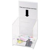Desktop Suggestion Box/Business Card Box with Sign Holder Crystal