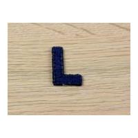 denim blue embroidered alphabet iron on motif applique blue letter l