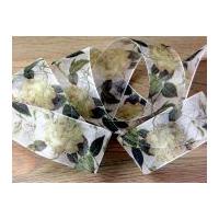 delicate floral print wired edge sheer organza ribbon