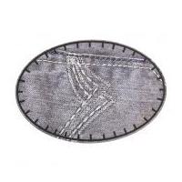 Denim Pocket Oval Iron On Patches Grey