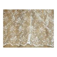 Delicate Beaded Scalloped Edge Couture Bridal Lace Fabric Ivory