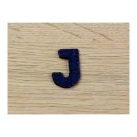 Denim Blue Embroidered Alphabet Iron On Motif Applique Blue Letter J