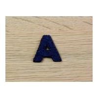 Denim Blue Embroidered Alphabet Iron On Motif Applique Blue Letter A