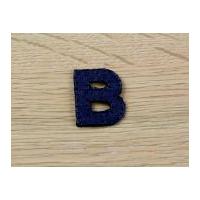 denim blue embroidered alphabet iron on motif applique blue letter b