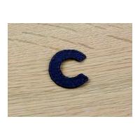 denim blue embroidered alphabet iron on motif applique blue letter c