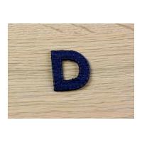 denim blue embroidered alphabet iron on motif applique blue letter d