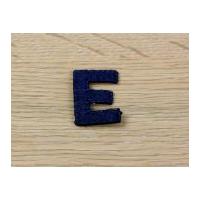 denim blue embroidered alphabet iron on motif applique blue letter e