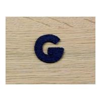 denim blue embroidered alphabet iron on motif applique blue letter g