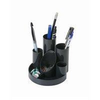 desk tidy with 5 tube holders and 2 shallow trays black