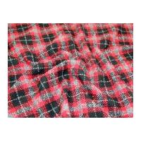 Deeside Textured Check Tweed Coat Weight Dress Fabric Red & Black