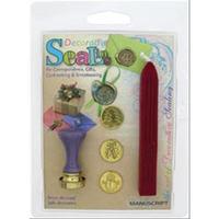 Decorative Sealing Set W/Red Wax-Christmas Tree Holly and Snowman Coins 236171